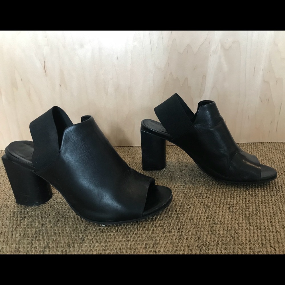 COS Black leather mules with block heel